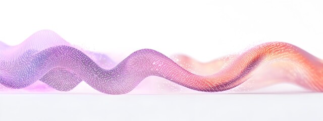 Poster - Mesmerizing 3D Rendered Light Wave Interacting with Quantum Dots A captivating visualization of the dynamic and ethereal interaction between light waves and microscopic quantum particles