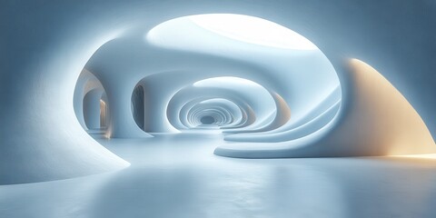Poster - Abstract white architecture for a corporate office, futuristic business setup