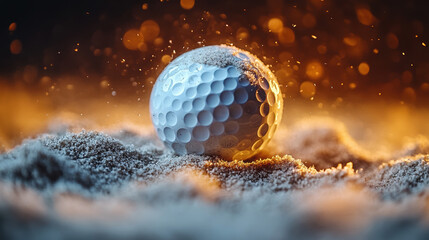 Close-up of a golf ball on a tee at a beautiful golf course, capturing the essence of outdoor sports and leisure.