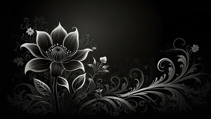 Black flower silhouette vector illustration.