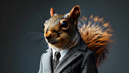 Wall Mural - Dapper squirrel in a stylish tailored suit with a contemporary flair