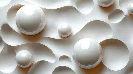 Poster - Bright white backdrop with sharp 3D shapes, perfect for modern and professional design projects.