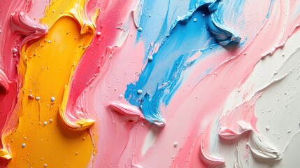 Poster - Bright white surface with pastel color splashes, creating a fun and creative aesthetic.