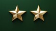 © Prostock-studio - The image showcases two shiny golden stars placed symmetrically on a deep green backdrop, emphasizing their reflective surfaces and detailed angles, creating an eye-catching visual contrast.