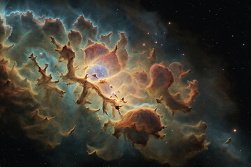 Wall Mural - colorful space nebula. giant interstellar cloud and stars scattered across the universe