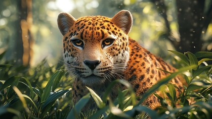 Poster - Jaguar Portrait in Lush Rainforest