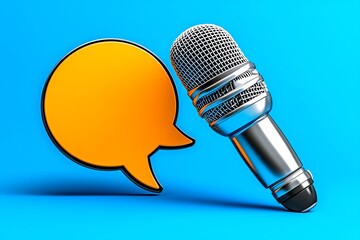 Poster - A clean, minimalist icon of a speech bubble and a microphone, representing public speaking in a modern and simple style
