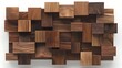 © Raitalinn - Wooden blocks form a geometric wall art, their natural texture bringing a rustic warmth.
