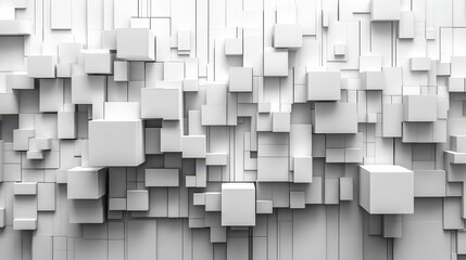 Poster - Solid white background with abstract 3D blocks, offering a modern and clean design aesthetic.