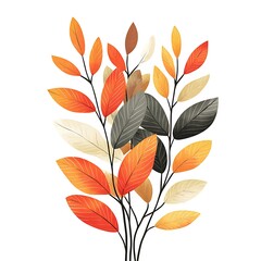 Wall Mural - Autumn leaves in watercolor capture the essence of fall, rich with warm hues and delicate details.
