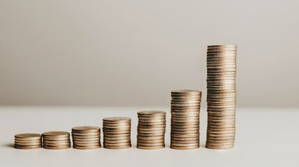 Poster - Coins forming a growing bar graph, with clear space above for text or copy.