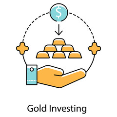 Wall Mural - Gold Investing Icon. Vector Icon Design