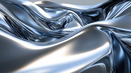 Smooth, flowing metal-like curves reflecting light in a futuristic abstract landscape. No people, no logo.