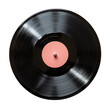© OKAN - A glossy black vinyl record with pink center displayed on a transparent background