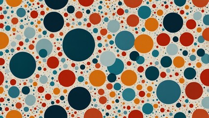 Wall Mural - Colorful geometric vector pattern featuring circles and dots on white.