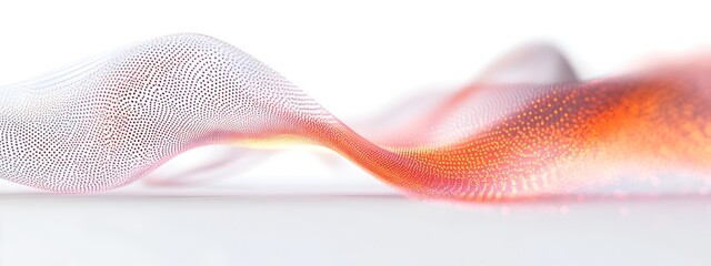 Poster - Stunning 3D rendered image showcasing the interaction between a light wave and quantum dots creating a mesmerizing abstract visual against a pristine white backdrop