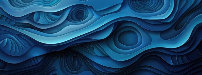 Blue abstract background with wavy paper cut shapes. Vector illustration for web design, banner, and poster. Abstract dark blue wave shape background vector presentation