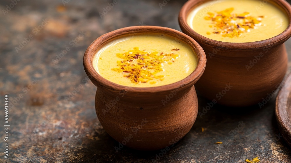 Authentic Indian cold drink made up of curd, milk & malai called Lassi ...