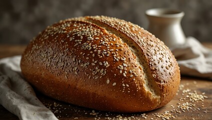 Freshly baked sesame bread.