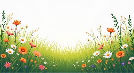 Poster - grass with flowers