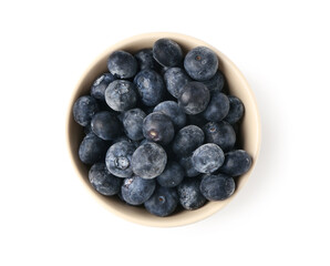 Wall Mural - Bowl with fresh blueberry isolated on white background