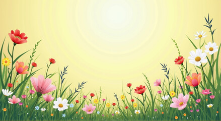 Poster - spring background with tulips