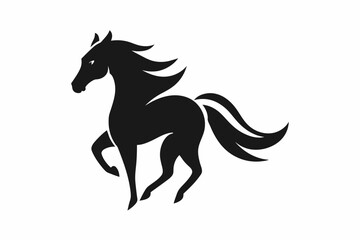 Wall Mural - A Creative simple memorable horse animal logo vector, silhouette black color, vector art illustration