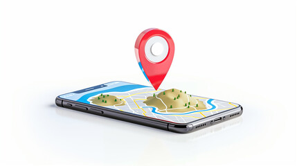 Poster - Smartphone with location pin on map displaying navigation and travel features
