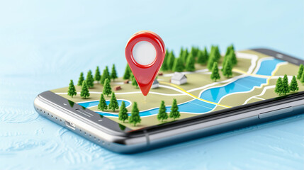Aufkleber - Smartphone with map displaying location navigation features and digital geographic information