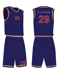 Wall Mural - Basketball jersey uniform mockup front and back view