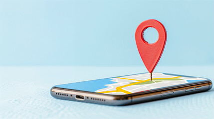Poster - Smartphone with map showing location pin on screen for navigation and travel planning