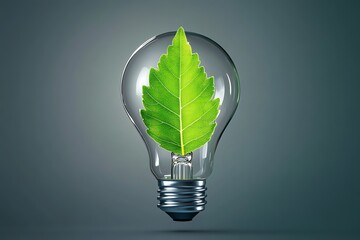 a simple graphic of a light bulb with a leaf inside, representing energy efficiency and green techno