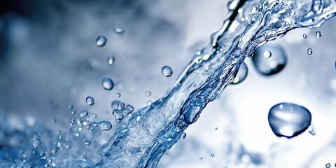 Close-up of splashing water with droplets, showcasing the freshness, purity, and dynamic motion of nature’s essential element., Generative AI