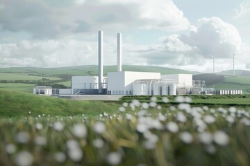 Aufkleber - Combination of wind turbines, solar panels, and nuclear power plant, representing diverse energy sources and the balance between renewable and traditional energy technologies., Generative AI