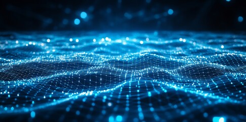 Poster - Networks, clouds, global databases, big data concepts. Bright, colorful 3D illustration of a polygonal network, cybersecurity, and internet business.