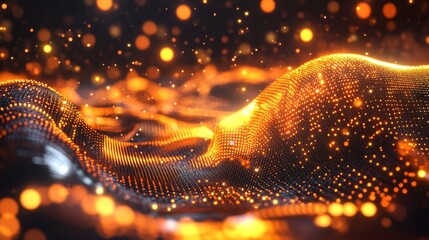 Poster - 3d illustration with a hi-tech, sci-fi theme. abstract musical beat in a field of big data particles