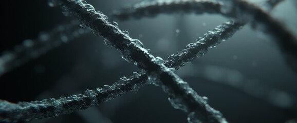 Poster - A 3D illustration of a DNA molecule under a microscope with an abstract, nanotechnology background represents scientific research, genome decoding, and medical innovation.