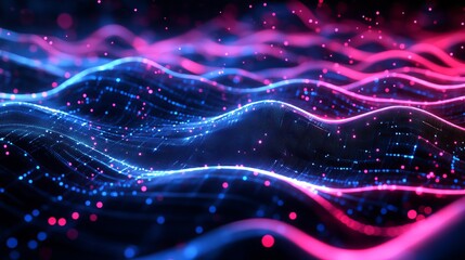 Poster - Big data concept illustration with 3D images of neural networks. Cyber cities, digital technology, and security in global information. Blockchain, database in global information sector.