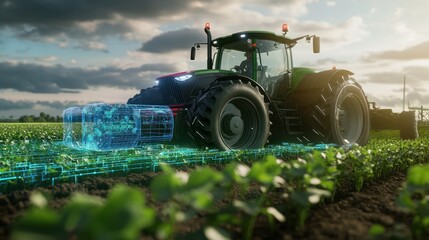 Poster - Farming in the Digital Age: Advanced Tractor Technology Enhances Precision and Efficiency on a Futuristic Smart Farm, Generative AI