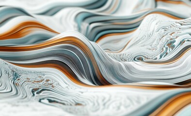 Poster - 3d illustration of high tech background with abstract shapes. streams of wavy rays in the cycle of e