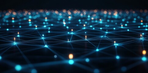 Poster - In the future, cyber cities, decentralized blockchains, and databases will be the norm. 3D illustration of a big data concept.