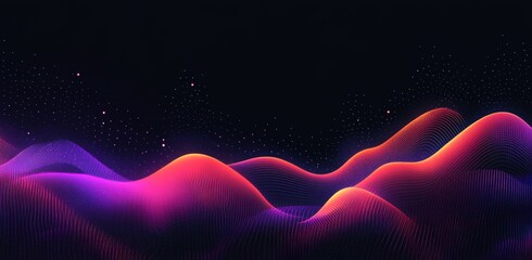 Poster - Data funnel concept. Fibre weave lines, waves, dots, AI visualization concept, digital universe. Abstract 3D illustration.