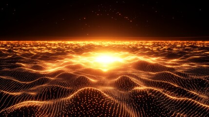 Poster - Using a hi-tech and sci-fi 3D illustration, we show abstract musical beat with sound waves in the background of big data particles. We also show dancing dots of a neural network within a