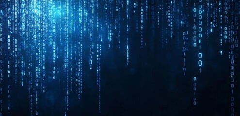 Poster - 3D illustration of a wavy open source surface. Cyber data stream. Digital neural networks.