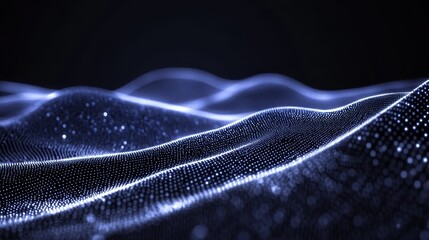 Poster - Illustration of big data and cybersecurity in 3D. Neural networks and stock charts. Information waves and global databases. Abstract technology background.