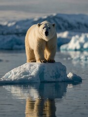 Wall Mural - Polar bear on ice in Svalbard, Norway.