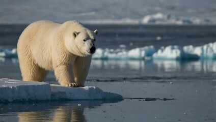 Wall Mural - Polar bear on ice in Svalbard, Norway.