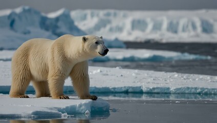 Wall Mural - Polar bear with cub on ice, Svalbard.