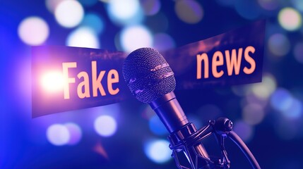 microphone in the studio on a blurred background with the words 