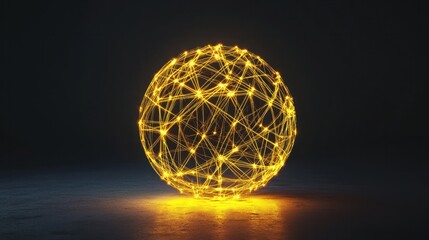 Poster - The yellow bright sphere shape object that has been connected with the link of the bright line that portray the connection between each sphere to something similar like network or connection. AIGX03.